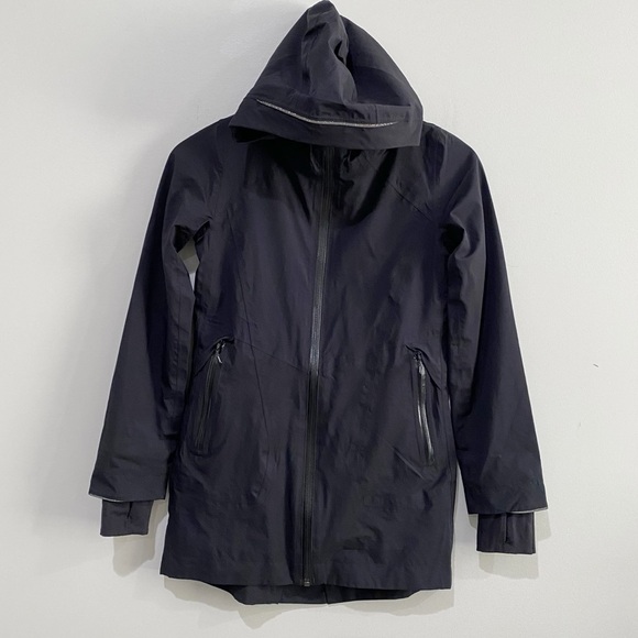 IVIVVA Lululemon Rain On Game On Jacket Black Waterproof Reflective Girls Size 8 - Picture 11 of 11